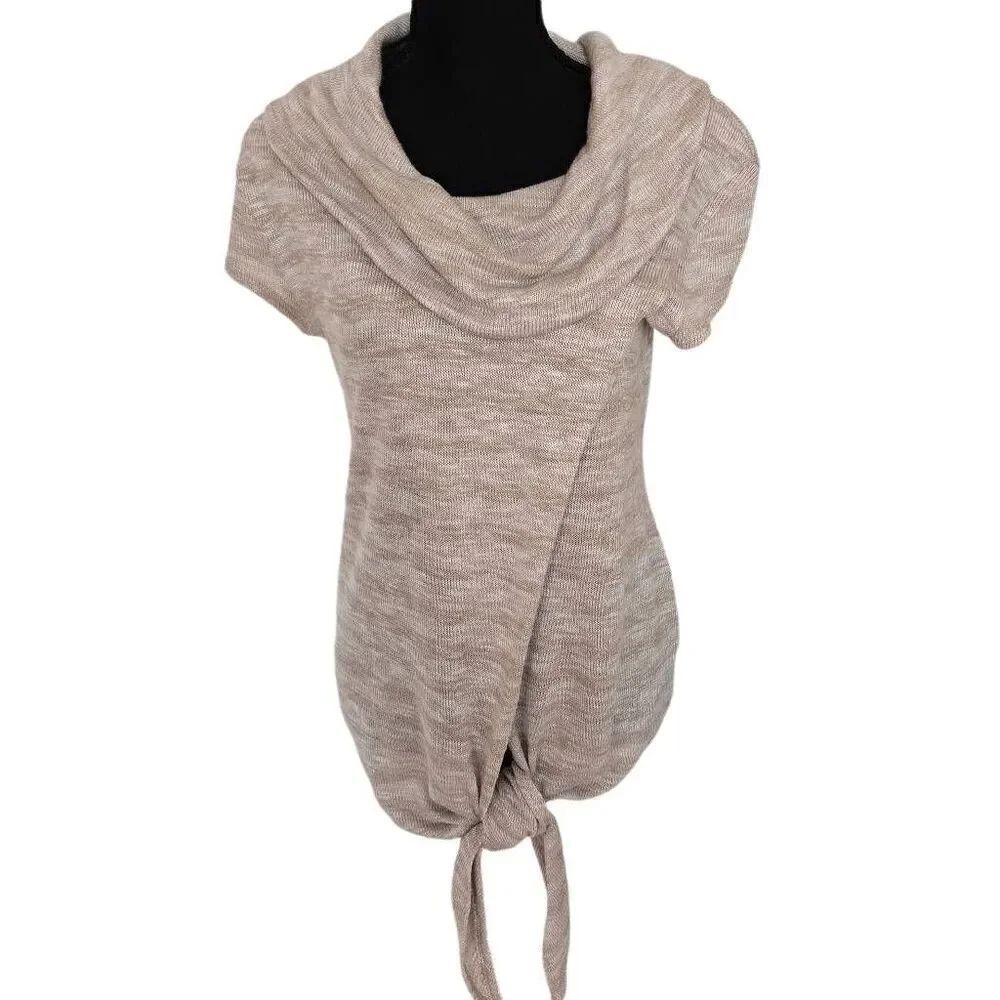 Kokoon Womens Lightweight Cap Sleeve Cowl Neck Sweater Beige White Large